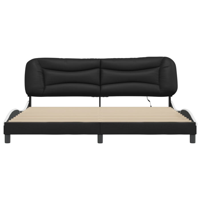 Cadru de pat cu LED fără saltea Hvar negru/alb 200x200 cm WALTI