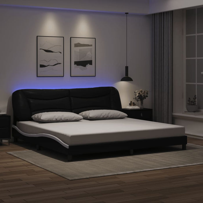 Cadru de pat cu LED fără saltea Hvar negru/alb 200x200 cm WALTI