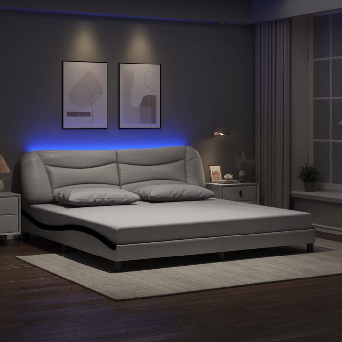 Cadru de pat cu LED fără saltea Hvar alb/negru 200x200 cm WALTI
