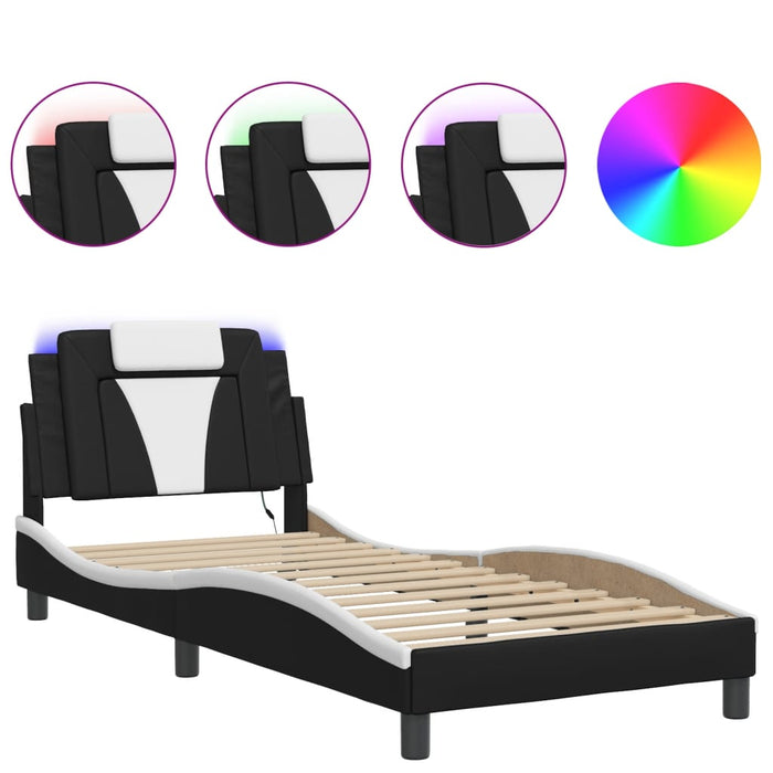 Cadru de pat Viana cu LED fără saltea negru/alb 80x200 cm WALTI