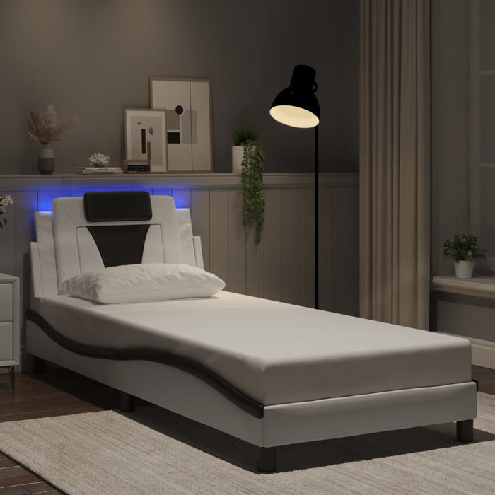 Cadru de pat Viana cu LED fără saltea alb/negru 80x200 cm WALTI