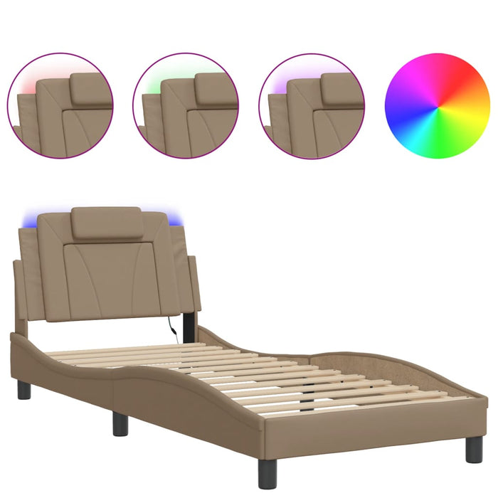 Cadru de pat Viana cu LED fără saltea cappuccino 90x190 cm - WALTI WALTI