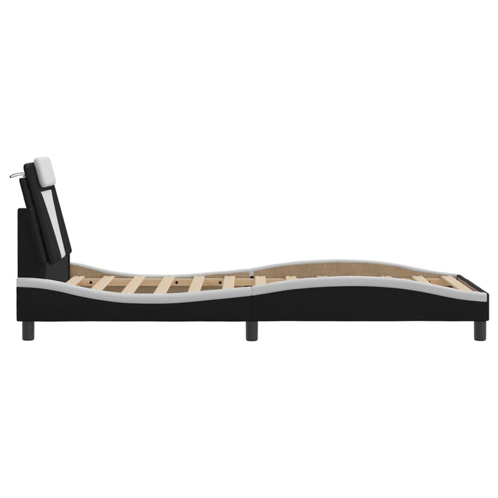 Cadru de pat Viana cu LED fără saltea negru/alb 90x190 cm WALTI