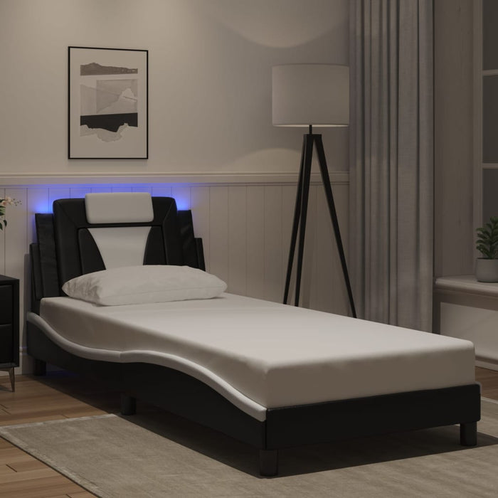 Cadru de pat Viana cu LED fără saltea negru/alb 90x190 cm WALTI