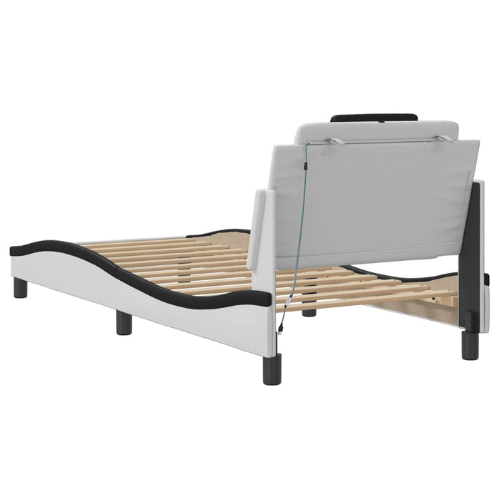 Cadru de pat Viana cu LED fără saltea alb/negru 90x190 cm WALTI