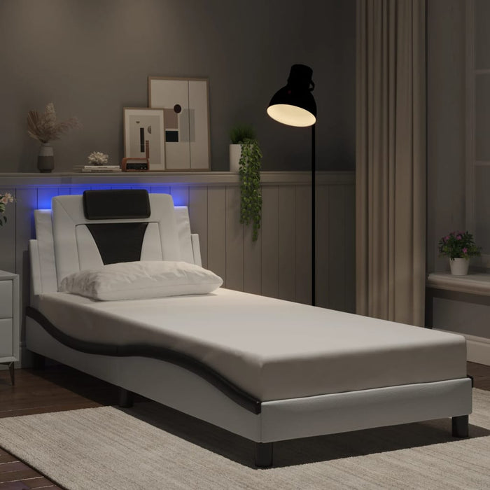 Cadru de pat Viana cu LED fără saltea alb/negru 90x190 cm WALTI