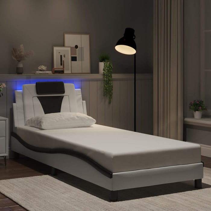 Cadru de pat Viana cu LED fără saltea alb/negru 90x200 cm WALTI