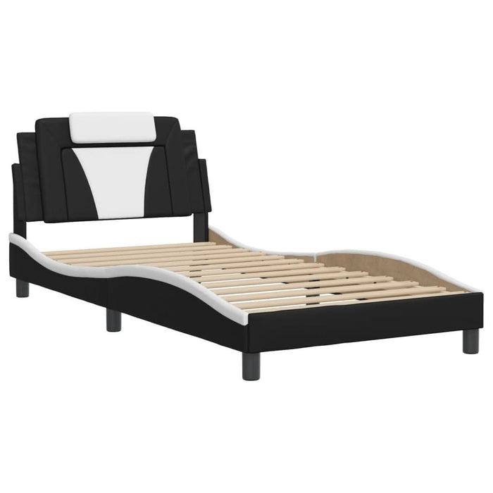 Cadru de pat cu LED, negru și alb, 100x200 cm, piele ecologică - WALTI WALTI