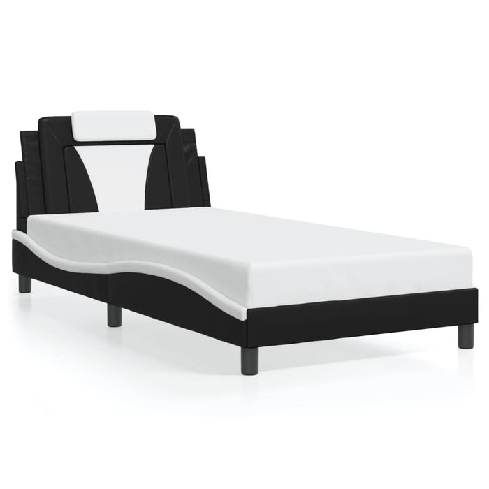 Cadru de pat cu LED, negru și alb, 100x200 cm, piele ecologică - WALTI WALTI