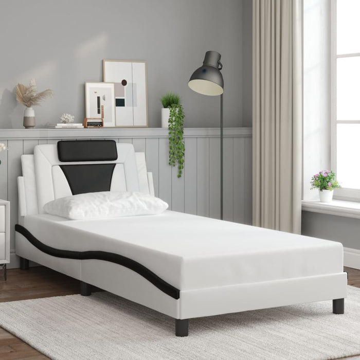 Cadru de pat Viana cu LED fără saltea alb/negru 100x200 cm WALTI