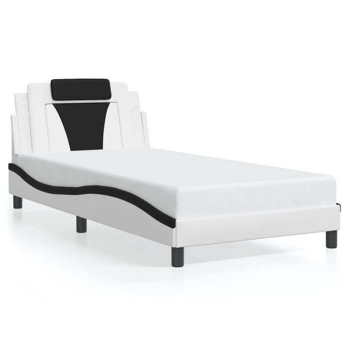 Cadru de pat Viana cu LED fără saltea alb/negru 100x200 cm WALTI