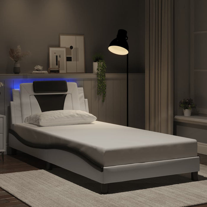 Cadru de pat Viana cu LED fără saltea alb/negru 100x200 cm WALTI