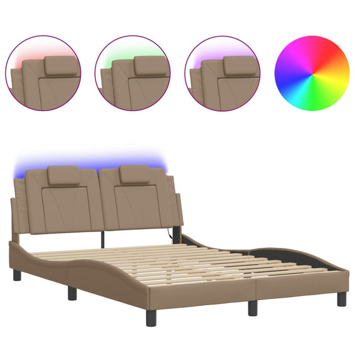 Cadru de pat cu LED, cappuccino, 120x200 cm, piele ecologică - WALTI WALTI