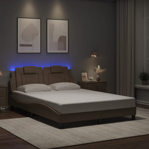 Cadru de pat lumini LED, cappuccino, 140x190 cm piele ecologică - WALTI WALTI