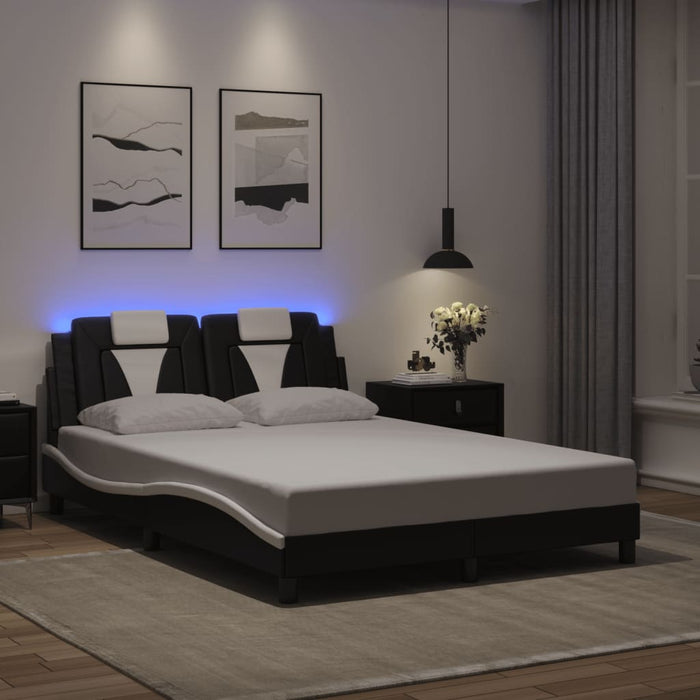 Cadru de pat Viana cu LED fără saltea negru/alb 140x190 cm WALTI
