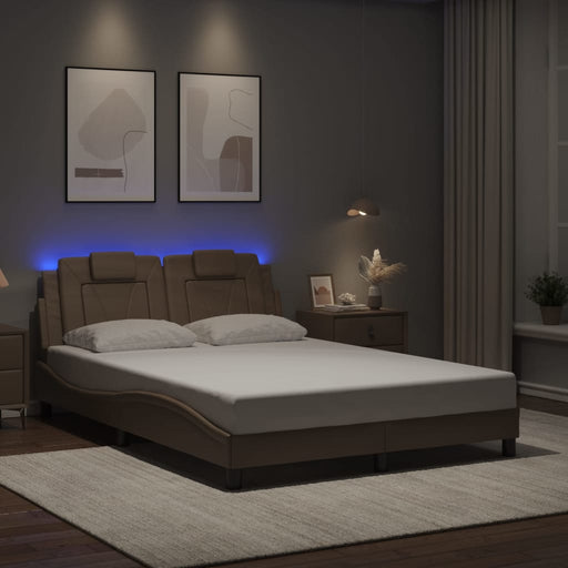 Cadru de pat lumini LED, cappuccino, 140x200 cm piele ecologică - WALTI WALTI