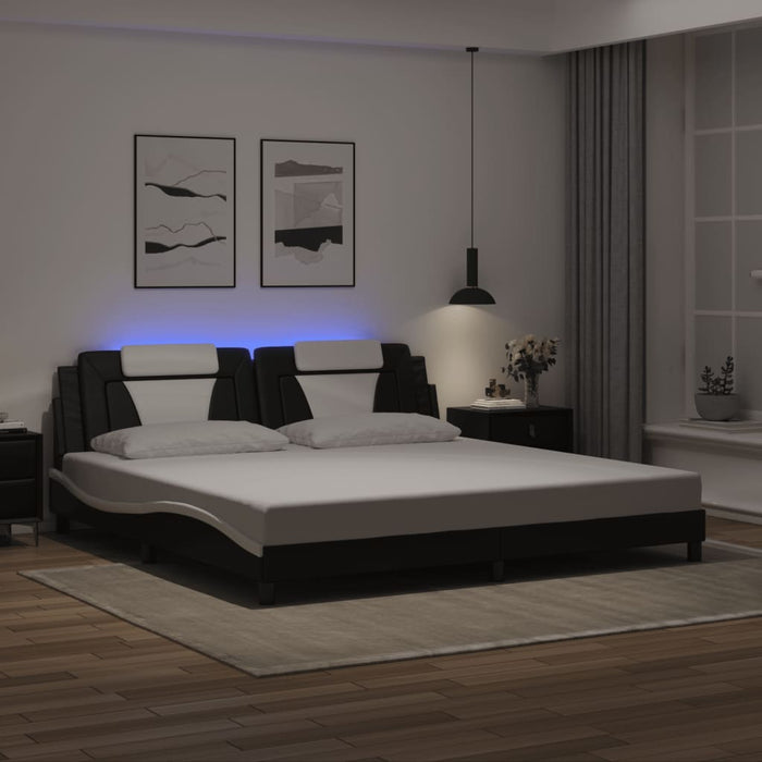 Cadru de pat Viana cu LED fără saltea negru/alb 200x200 cm WALTI