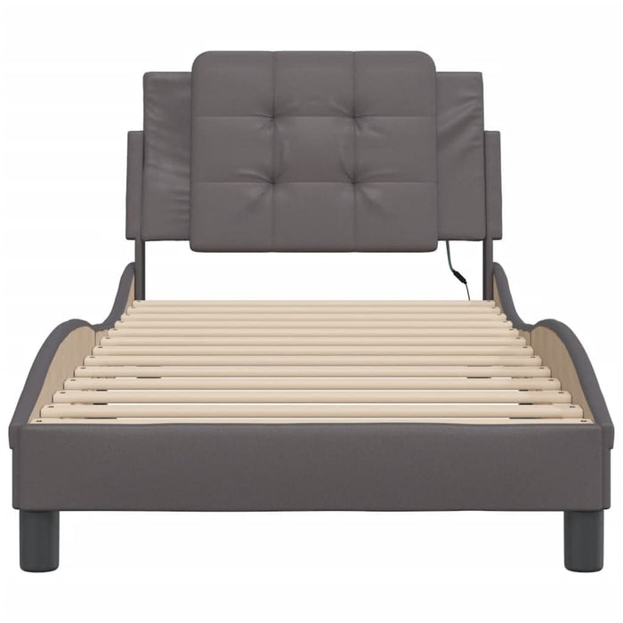 Cadru de pat cu lumini LED, gri, 80x200 cm, piele ecologică - WALTI WALTI