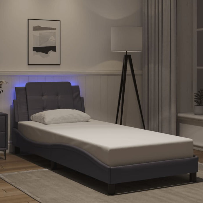 Cadru de pat cu lumini LED, gri, 80x200 cm, piele ecologică - WALTI WALTI