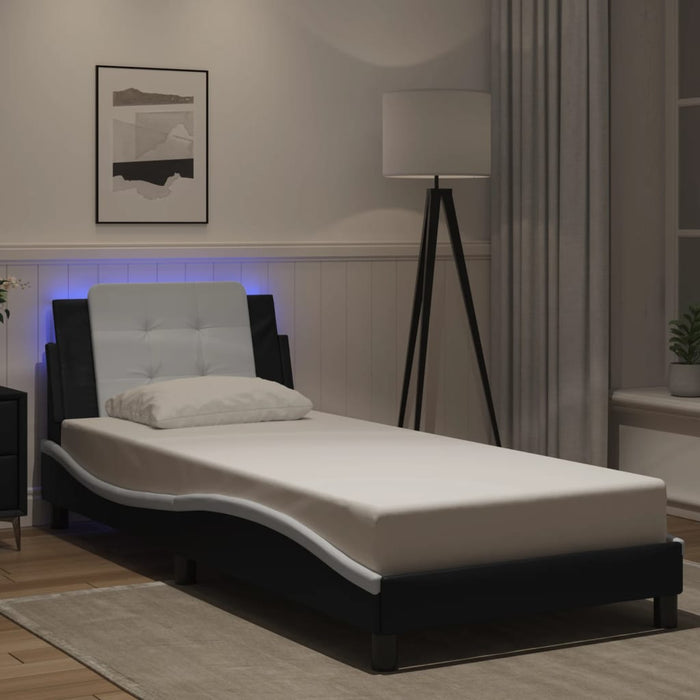Cadru de pat cu LED fără saltea Zadar negru/alb 80x200 cm WALTI