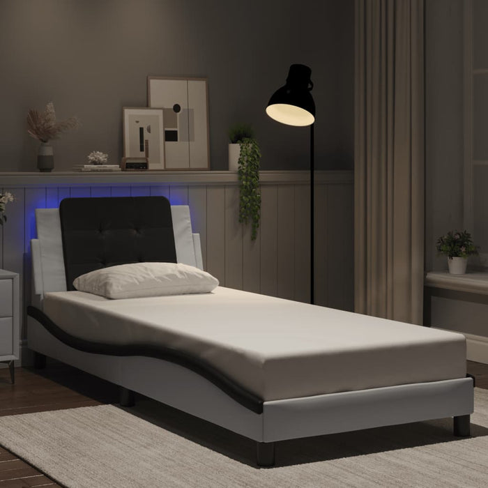 Cadru de pat cu LED fără saltea Zadar alb/negru 80x200 cm WALTI