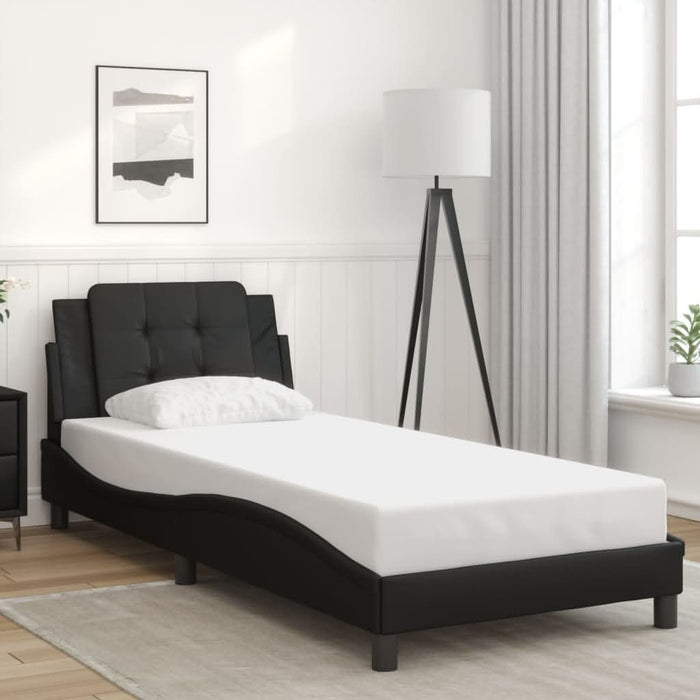 Cadru de pat cu lumini LED, negru, 100x200 cm, piele ecologică - WALTI WALTI