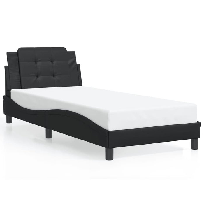 Cadru de pat cu lumini LED, negru, 100x200 cm, piele ecologică - WALTI WALTI