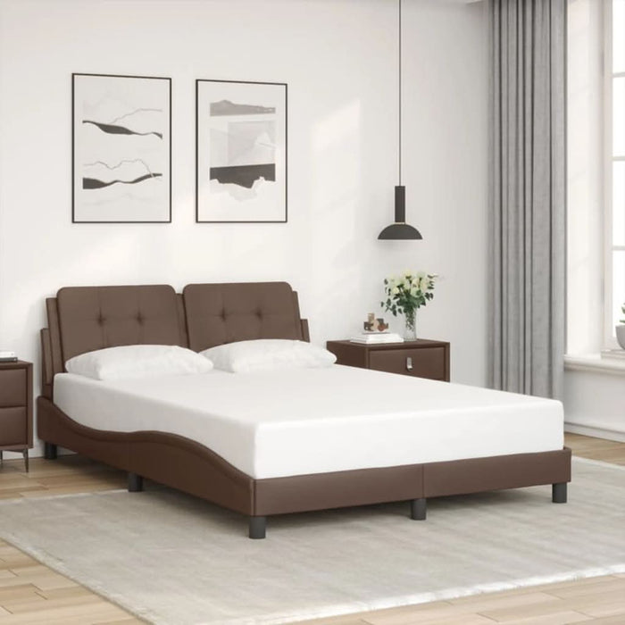 Cadru de pat cu lumini LED, maro, 120x200 cm, piele ecologică - WALTI WALTI