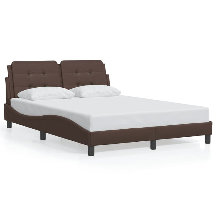 Cadru de pat cu lumini LED, maro, 120x200 cm, piele ecologică - WALTI WALTI