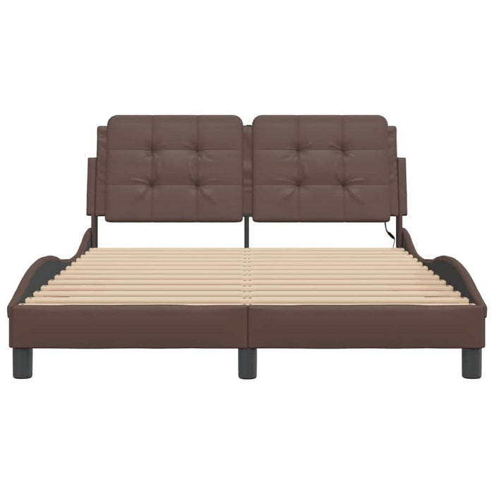 Cadru de pat cu lumini LED, maro, 120x200 cm, piele ecologică - WALTI WALTI