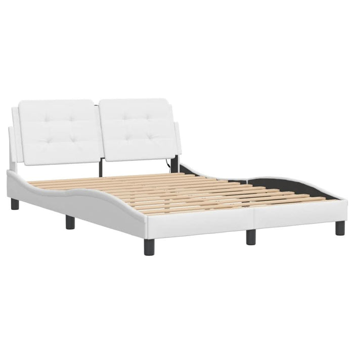 Cadru de pat cu lumini LED, alb, 140x190 cm, piele ecologică - WALTI WALTI