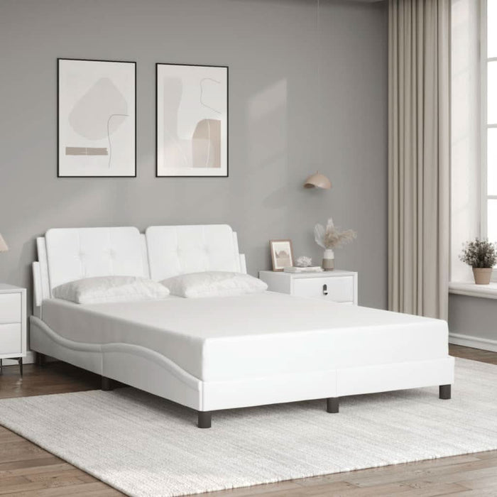 Cadru de pat cu lumini LED, alb, 140x190 cm, piele ecologică - WALTI WALTI