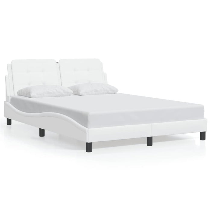 Cadru de pat cu lumini LED, alb, 140x190 cm, piele ecologică - WALTI WALTI