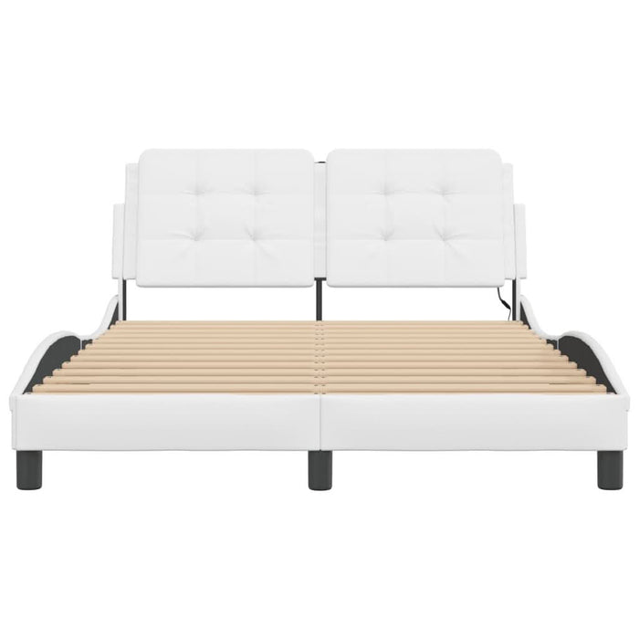 Cadru de pat cu lumini LED, alb, 140x190 cm, piele ecologică - WALTI WALTI