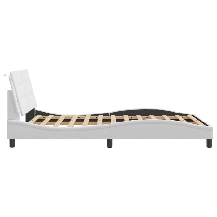 Cadru de pat cu lumini LED, alb, 140x190 cm, piele ecologică - WALTI WALTI