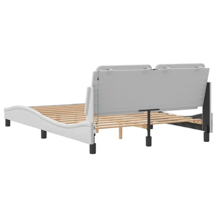 Cadru de pat cu lumini LED, alb, 140x190 cm, piele ecologică - WALTI WALTI