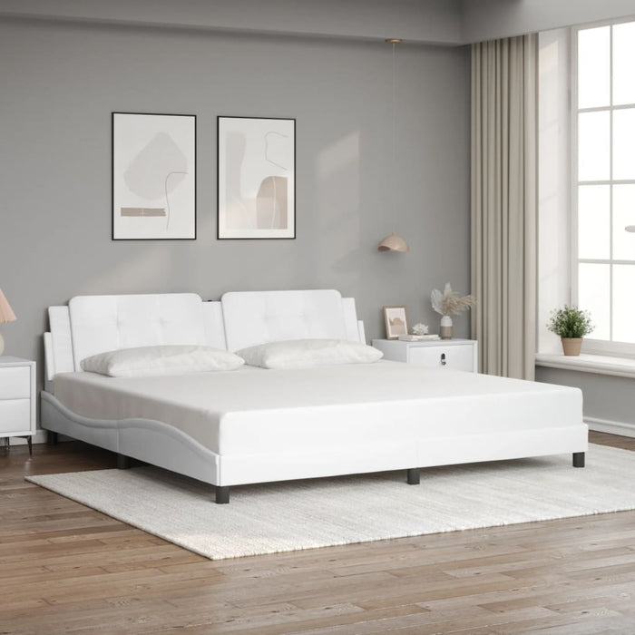 Cadru de pat cu lumini LED, alb, 200x200 cm, piele ecologică - WALTI WALTI