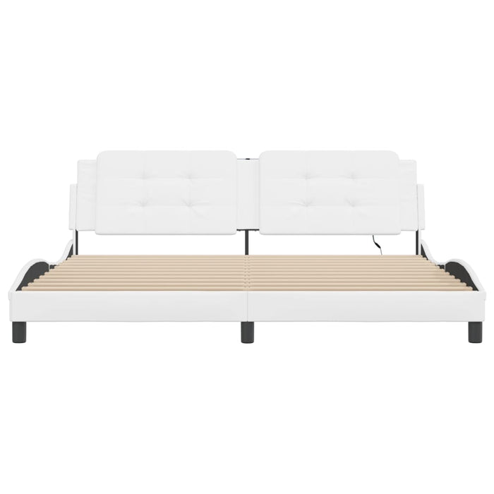 Cadru de pat cu lumini LED, alb, 200x200 cm, piele ecologică - WALTI WALTI