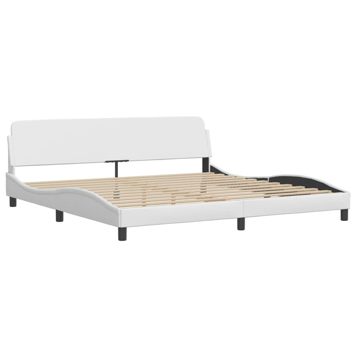 Cadru de pat cu lumini LED, alb, 200x200 cm, piele ecologică - WALTI WALTI