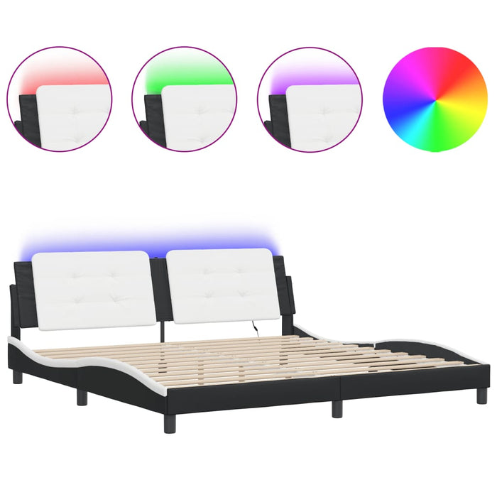 Cadru de pat cu LED fără saltea Zadar negru/alb 200x200 cm - WALTI WALTI