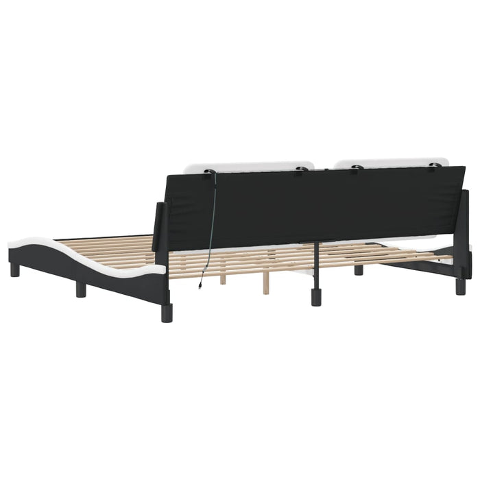 Cadru de pat cu LED fără saltea Zadar negru/alb 200x200 cm - WALTI WALTI
