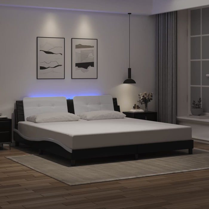 Cadru de pat cu LED fără saltea Zadar negru/alb 200x200 cm - WALTI WALTI
