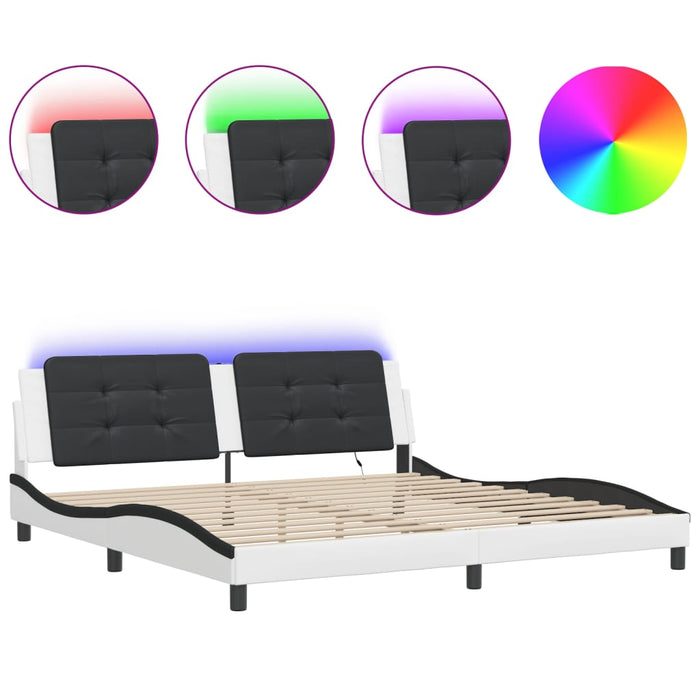 Cadru de pat cu LED fără saltea Zadar alb/negru 200x200 cm - WALTI WALTI