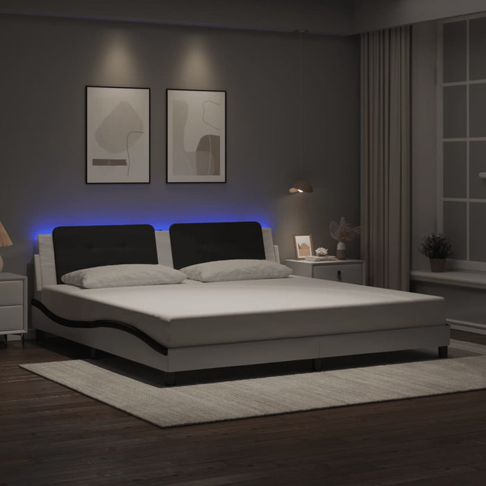 Cadru de pat cu LED fără saltea Zadar alb/negru 200x200 cm - WALTI WALTI