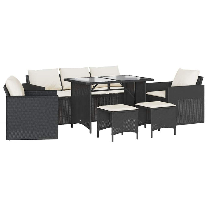 Set mobilier de grădină cu perne, 6 piese, negru, poliratan - WALTI WALTI