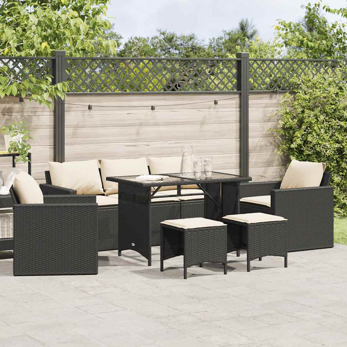 Set mobilier de grădină cu perne, 6 piese, negru, poliratan - WALTI WALTI