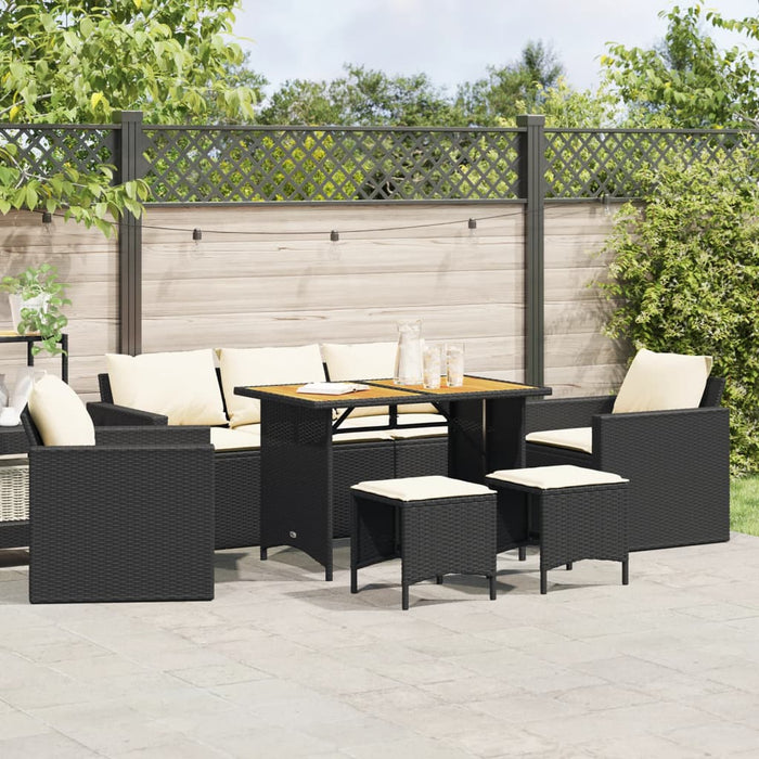 Set mobilier de grădină cu perne, 6 piese, negru, poliratan - WALTI WALTI