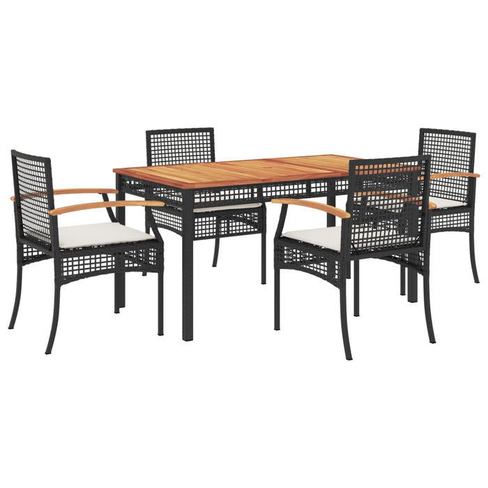 Set mobilier de grădină cu perne, 5 piese, negru, poliratan - WALTI WALTI