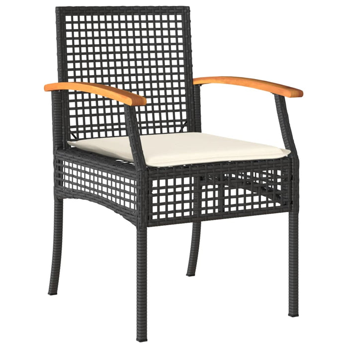 Set mobilier de grădină cu perne, 7 piese, negru, poliratan WALTI