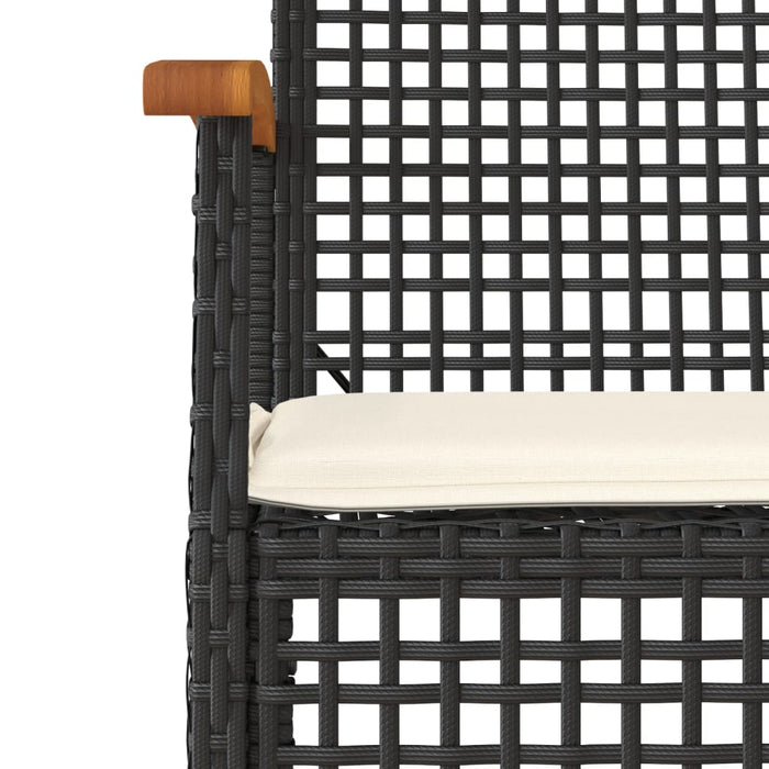 Set mobilier de grădină cu perne, 7 piese, negru, poliratan WALTI